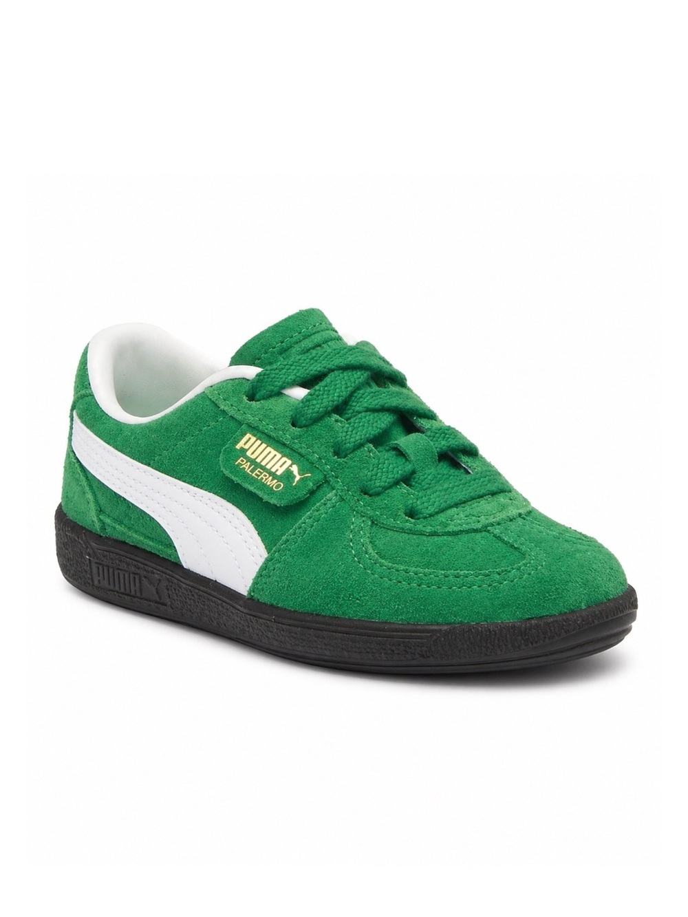 Puma Kids Palermo Suede Sneaker in Green with White